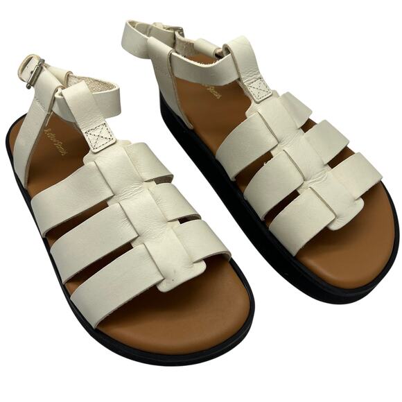 & OTHER STORIES Off White Leather Fisherman Straps Flat Sandals Women's 39 US 8 - Picture 1 of 9